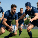 Joueurs de rugby RC Vannes à l'entrainement